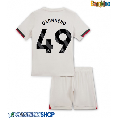 Maglie da calcio Chelsea Alejandro Garnacho #49 Seconda Maglia Bambino 2025-26 Manica Corta + Pantaloni corti)